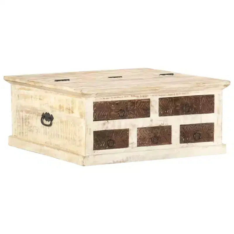 vidaXL Coffee Table White 26.8x26.8x11.8 Solid Mango Wood
