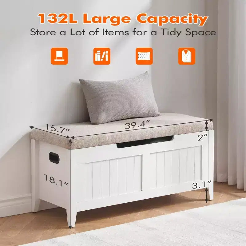 Storage Bench with Large Capacity, Modern Storage Chest for Living Room and Entryway