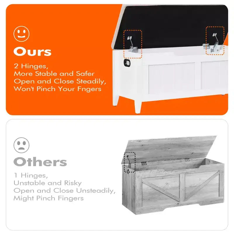 Storage Bench with Large Capacity, Modern Storage Chest for Living Room and Entryway