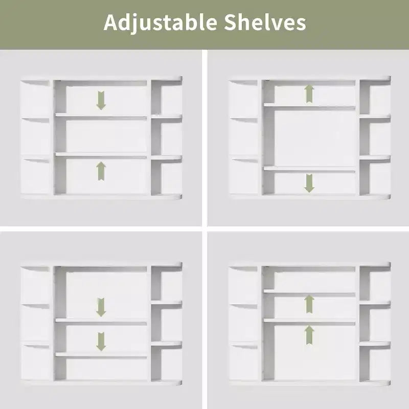 Wall Medicine Cabinet, Multifunctional Wall-Mounted Mirrored Cabinet with Magnetic Doors