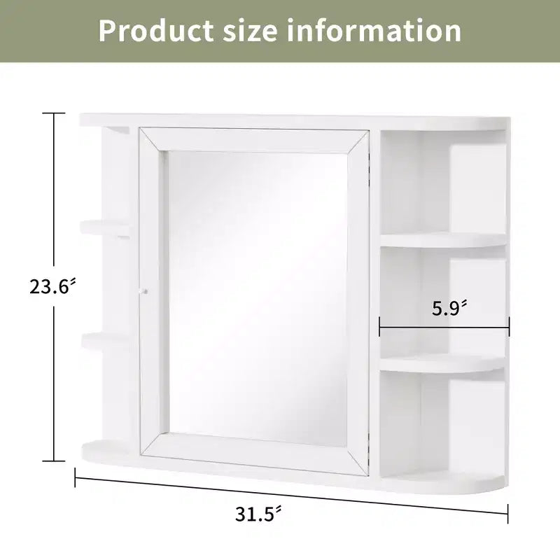 Wall Medicine Cabinet, Multifunctional Wall-Mounted Mirrored Cabinet with Magnetic Doors