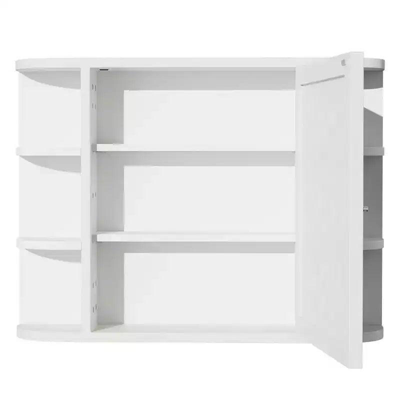 Wall Medicine Cabinet, Multifunctional Wall-Mounted Mirrored Cabinet with Magnetic Doors