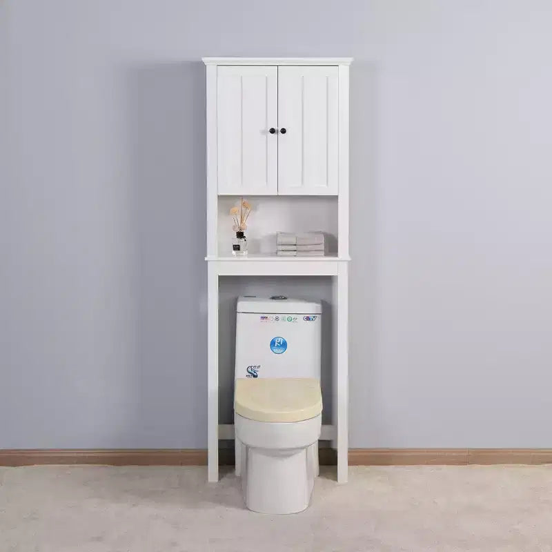Wooden Over-The-Toilet Storage Cabinet, Bathroom Cabinet with Adjustable Shelf & Anti-Toppling Fitting, Space Saver
