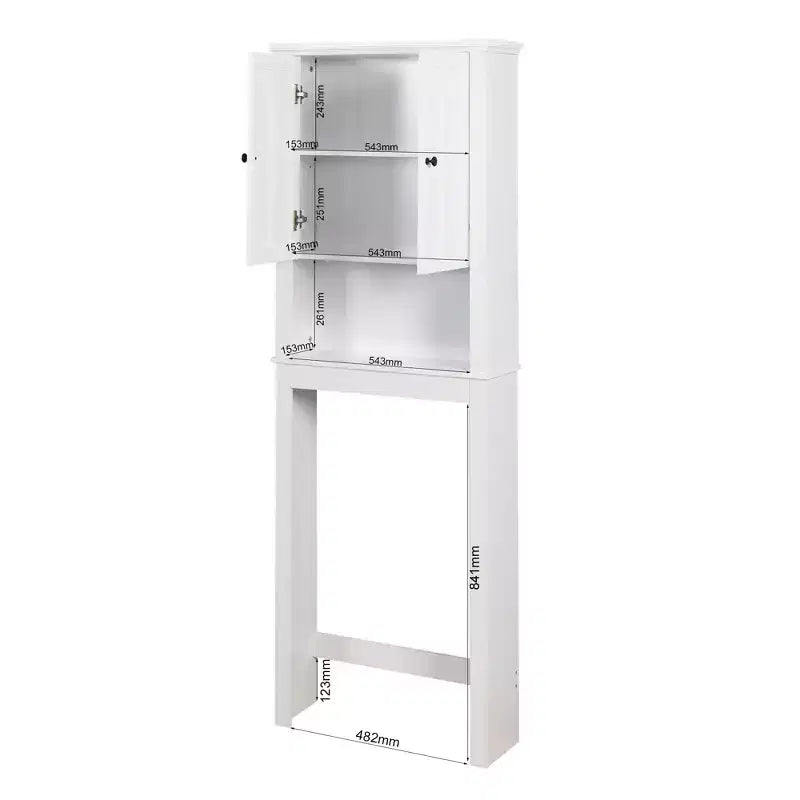 Wooden Over-The-Toilet Storage Cabinet, Bathroom Cabinet with Adjustable Shelf & Anti-Toppling Fitting, Space Saver