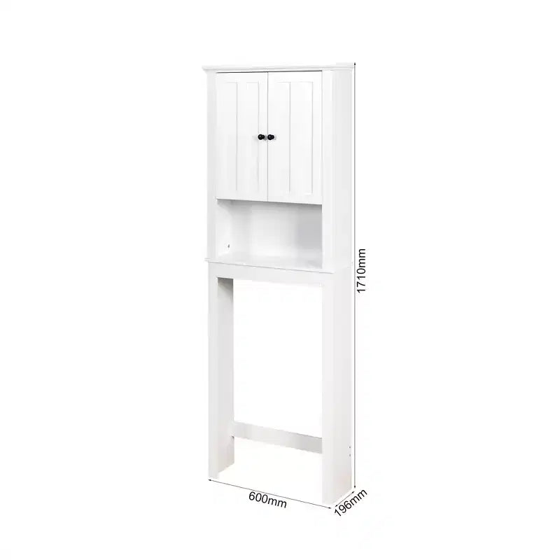 Wooden Over-The-Toilet Storage Cabinet, Bathroom Cabinet with Adjustable Shelf & Anti-Toppling Fitting, Space Saver