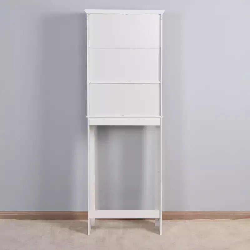 Wooden Over-The-Toilet Storage Cabinet, Bathroom Cabinet with Adjustable Shelf & Anti-Toppling Fitting, Space Saver