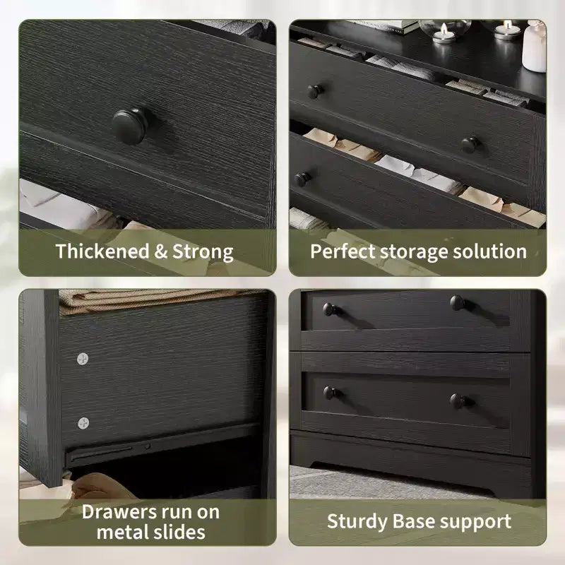 53 Tall 5 Drawer Dresser for Bedroom, Wood Chest of Drawers with Charging Station, Narrow Nightstand, Clothes Storage Organizer for Living Room