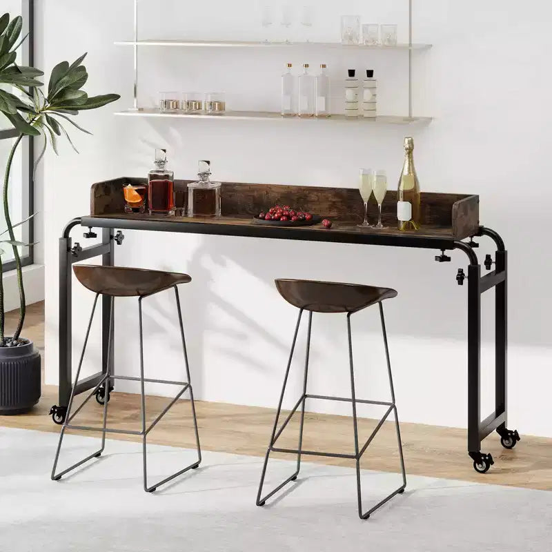 Overbed Desk with Wheels, Adjustable Height & Length, Metal Frame for Bedroom