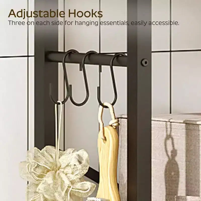 Over Toilet Storage 2 Tier Bathroom Organizer Shelves with Hooks Multifunctional Vertical Toilet Shelf Storage