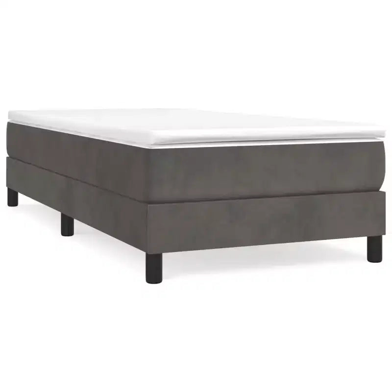 Twin XL Platform Bed Frame, Dark Grey Velvet Upholstery, No Box Spring Needed