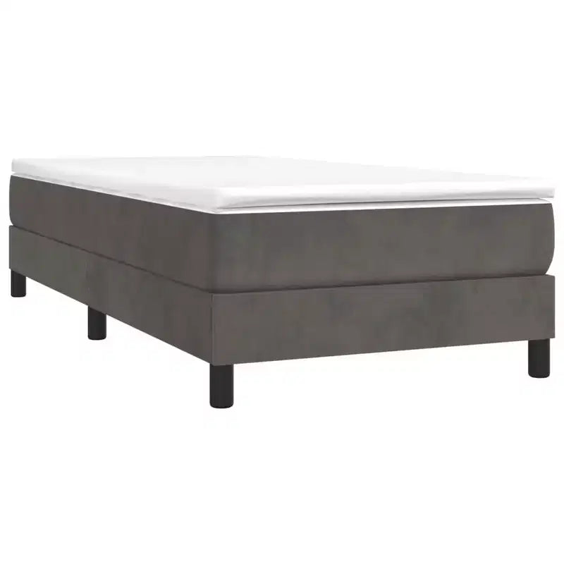 Twin XL Platform Bed Frame, Dark Grey Velvet Upholstery, No Box Spring Needed