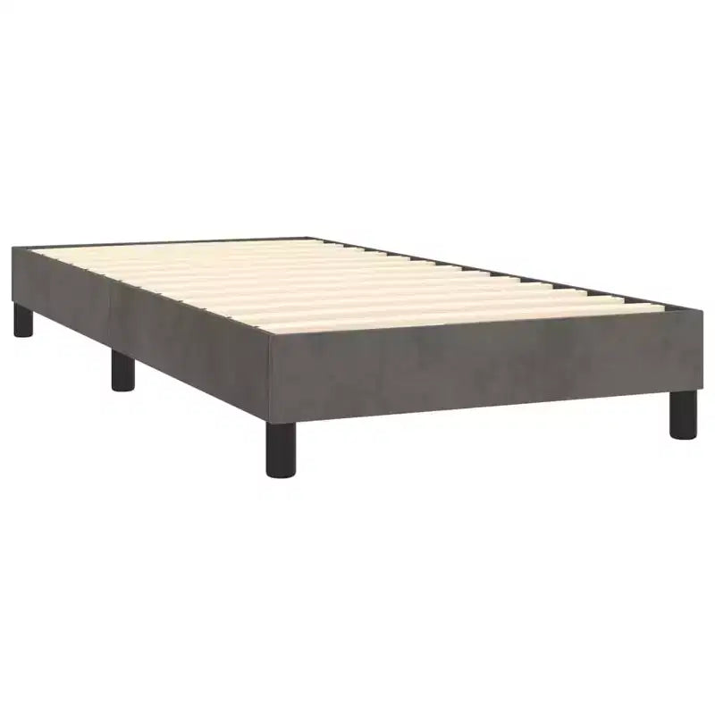 Twin XL Platform Bed Frame, Dark Grey Velvet Upholstery, No Box Spring Needed