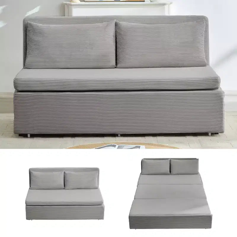 Corduroy Fabric Queen Size Pull Out Sofa Bed, 2-in-1 Modern Pull Out Sleeper Sofa Couch
