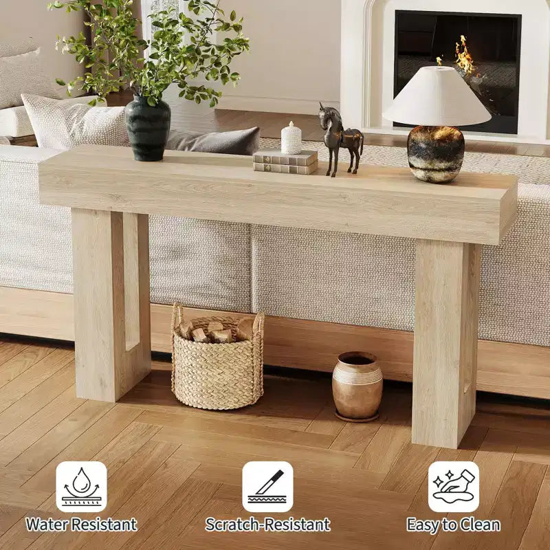 63 Long Narrow Rectangular Console Table, Farmhouse Wood Entryway Table for Hallway, Foyer & Living Room, Sofa Table Behind Couch