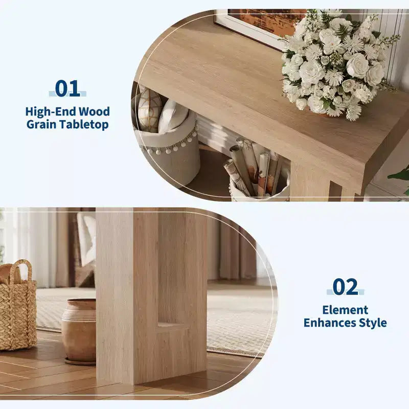 63 Long Narrow Rectangular Console Table, Farmhouse Wood Entryway Table for Hallway, Foyer & Living Room, Sofa Table Behind Couch