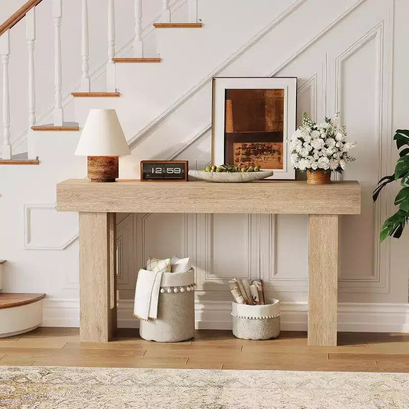 63 Long Narrow Rectangular Console Table, Farmhouse Wood Entryway Table for Hallway, Foyer & Living Room, Sofa Table Behind Couch