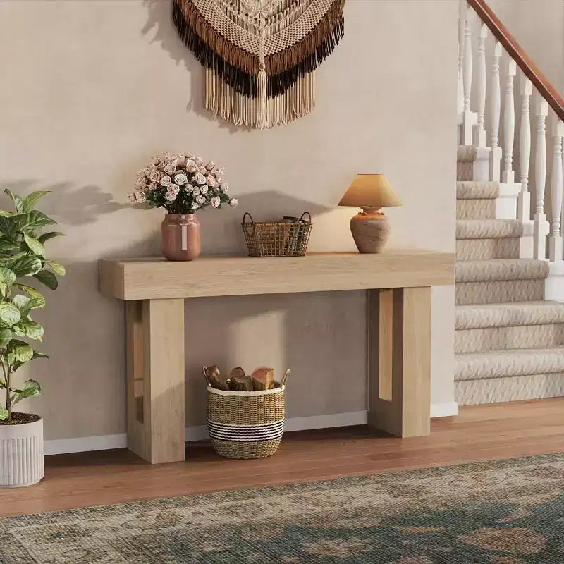 63 Long Narrow Rectangular Console Table, Farmhouse Wood Entryway Table for Hallway, Foyer & Living Room, Sofa Table Behind Couch