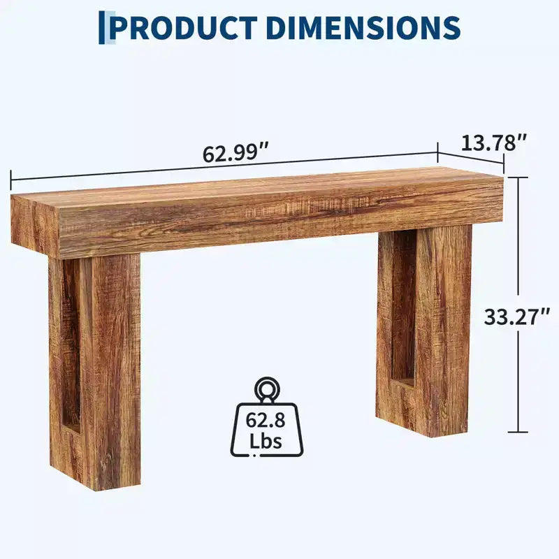 63 Long Narrow Rectangular Console Table, Farmhouse Wood Entryway Table for Hallway, Foyer & Living Room, Sofa Table Behind Couch