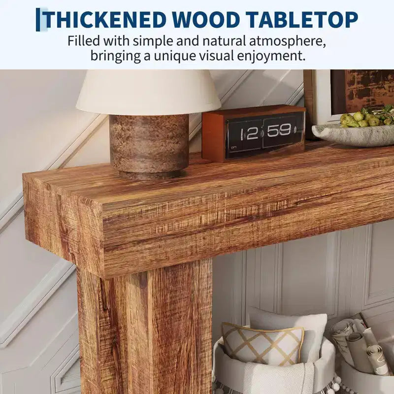 63 Long Narrow Rectangular Console Table, Farmhouse Wood Entryway Table for Hallway, Foyer & Living Room, Sofa Table Behind Couch