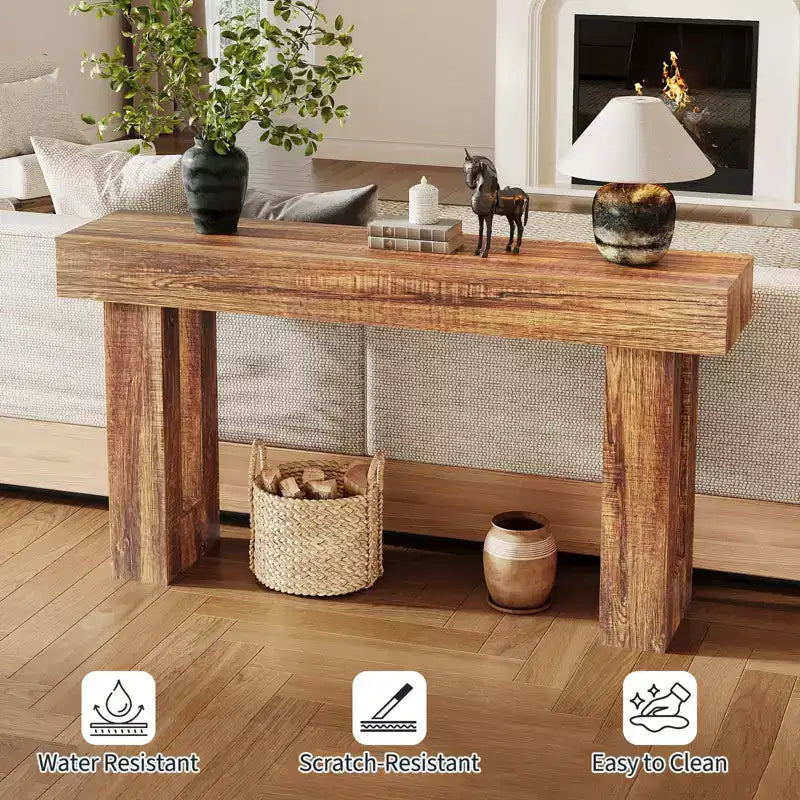 63 Long Narrow Rectangular Console Table, Farmhouse Wood Entryway Table for Hallway, Foyer & Living Room, Sofa Table Behind Couch