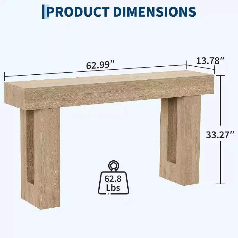 63 Long Narrow Rectangular Console Table, Farmhouse Wood Entryway Table for Hallway, Foyer & Living Room, Sofa Table Behind Couch