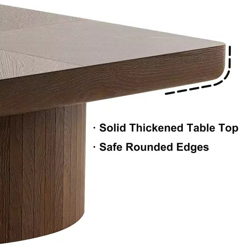 34.6" Modern Square Coffee Table with Pedestal Base, Wood Veneer Top, Sleek Minimalist Center Table for Living Room or Apartment