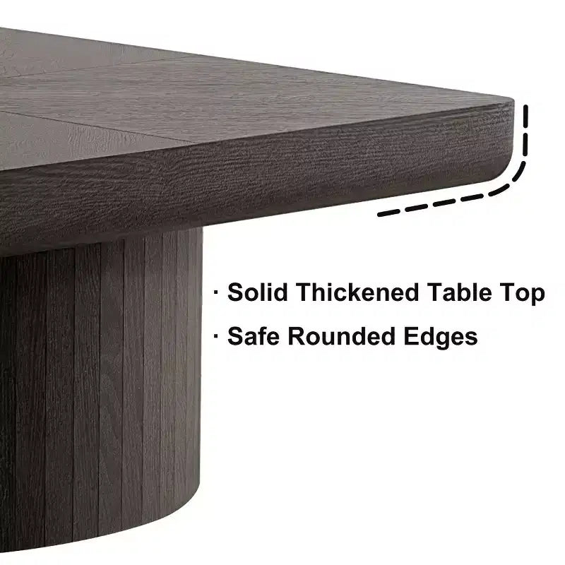 34.6" Modern Square Coffee Table with Pedestal Base, Wood Veneer Top, Sleek Minimalist Center Table for Living Room or Apartment