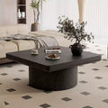 34.6 Modern Square Coffee Table with Pedestal Base, Wood Veneer Top, Sleek Minimalist Center Table for Living Room or Apartment-Panipeachy