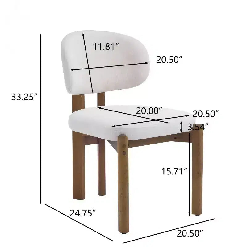 Set aus 2 modernen gepolsterten Esszimmerstühlen mit Massivholzbeinen, armlose Küchenstühle für das Esszimmer