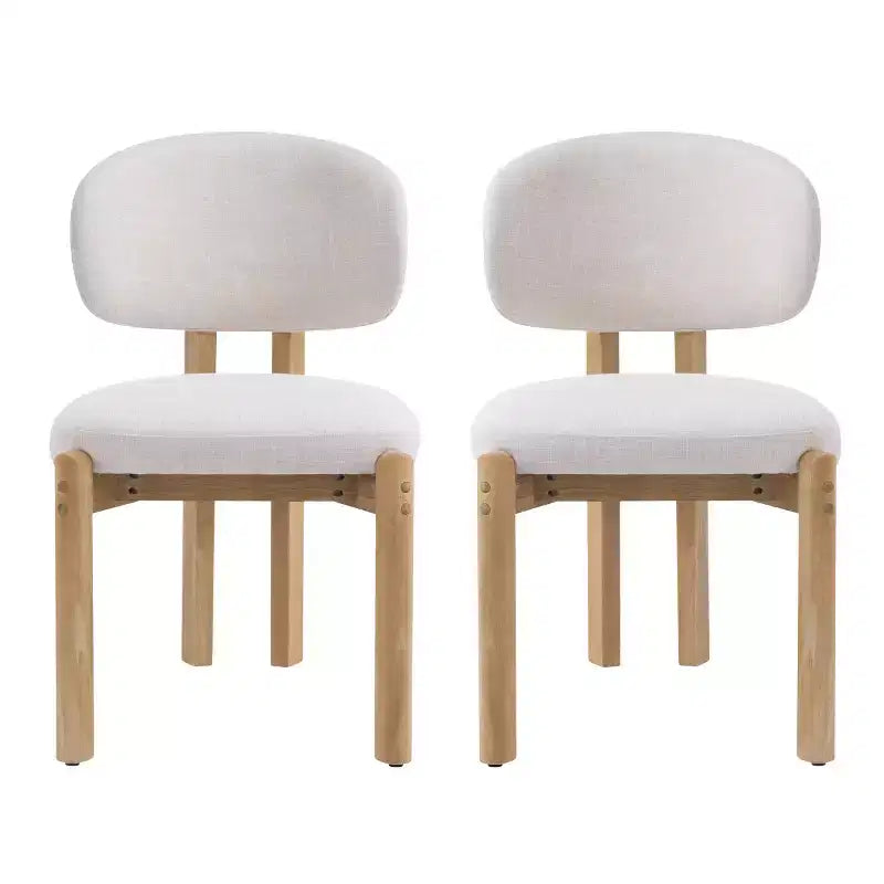 Set of 2 Modern Upholstered Dining Chairs with Solid Wood Legs, Armless Kitchen Chairs for Dining Room
