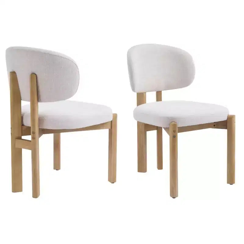 Set of 2 Modern Upholstered Dining Chairs with Solid Wood Legs, Armless Kitchen Chairs for Dining Room