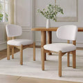 Set of 2 Modern Upholstered Dining Chairs with Solid Wood Legs, Armless Kitchen Chairs for Dining Room-Panipeachy