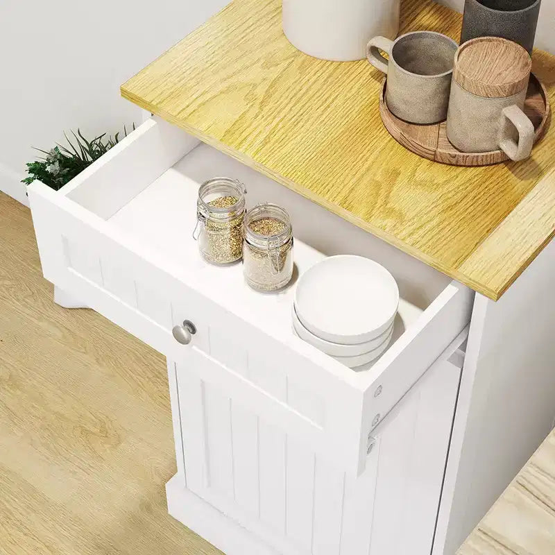 Armoire poubelle basculante, panier à linge en bois de 10 gallons, armoire cachée pour poubelle pour cuisine, salle de bain, salon blanc