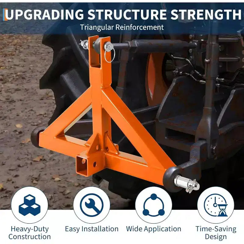 3-point 10,000-pound Towing Hook, Equipped with a 2-inch Towing Machine, Fast Towing, Suitable for Trailers and Towing Vehicles, Orange