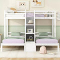 Luxystar Twin over Twin & Twin Bunk Bed with Storage Board and Built-in Staircase with 3 Drawers, White