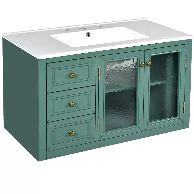 36 Wall Bathroom Vanity with Sink, Bathroom Storage Cabinet with Drawers and Soft Closing Door, Green