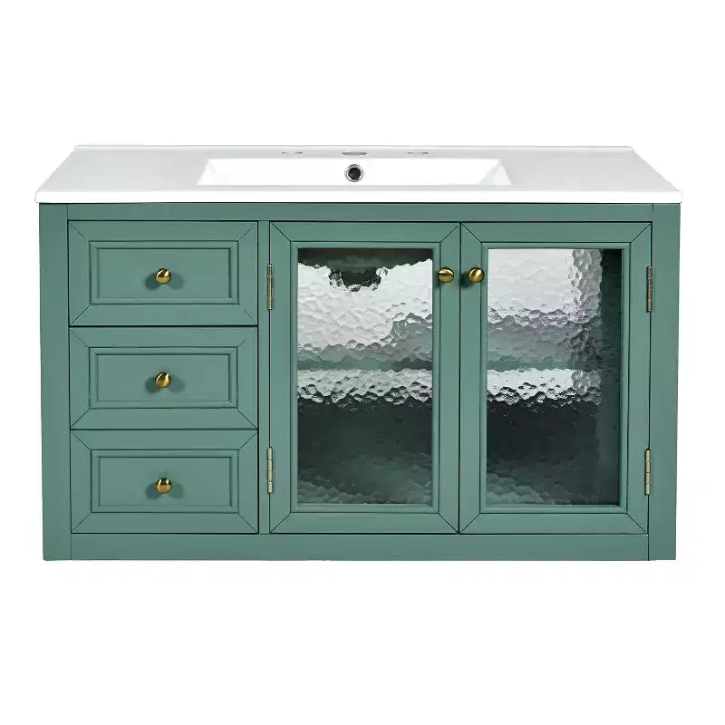 36 Wall Bathroom Vanity with Sink, Bathroom Storage Cabinet with Drawers and Soft Closing Door, Green