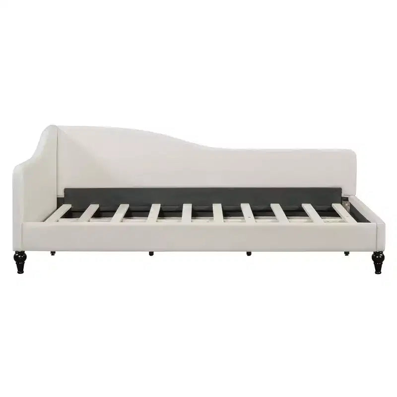 Twin Size L-Shaped Linen Upholstered Daybed with Solid Wood Legs