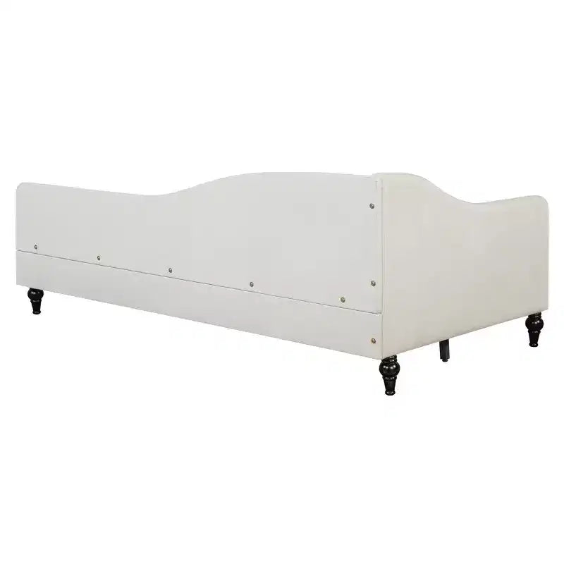 Twin Size L-Shaped Linen Upholstered Daybed with Solid Wood Legs