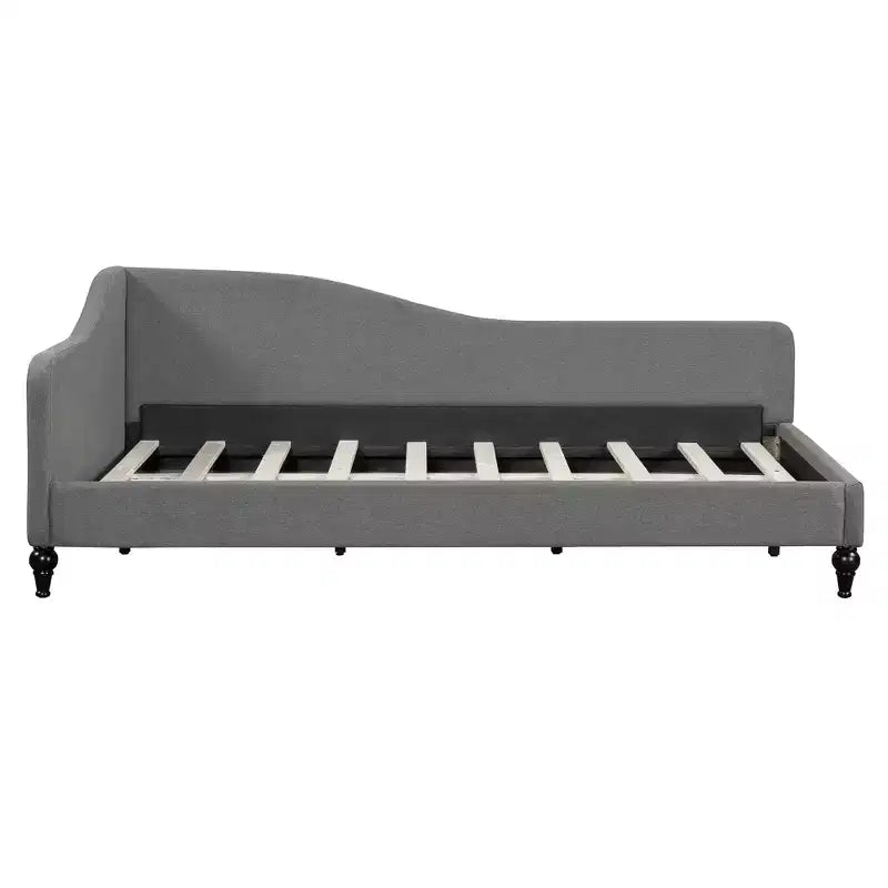 Twin Size L-Shaped Linen Upholstered Daybed with Solid Wood Legs