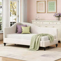 Luxystar Twin Size L-Shaped Linen Upholstered Daybed with Solid Wood Legs