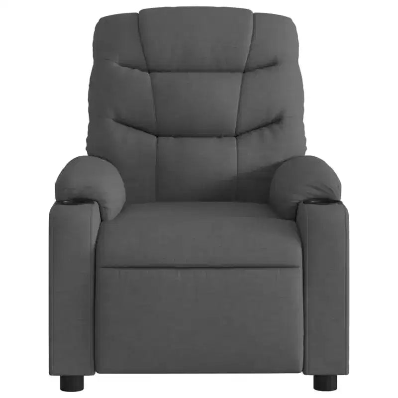 Massage Recliner Chair, Cream Fabric, 6-Point Vibration, Manual Recline, Cup Holders