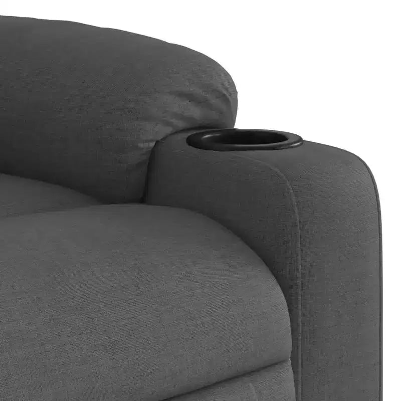 Massage Recliner Chair, Cream Fabric, 6-Point Vibration, Manual Recline, Cup Holders