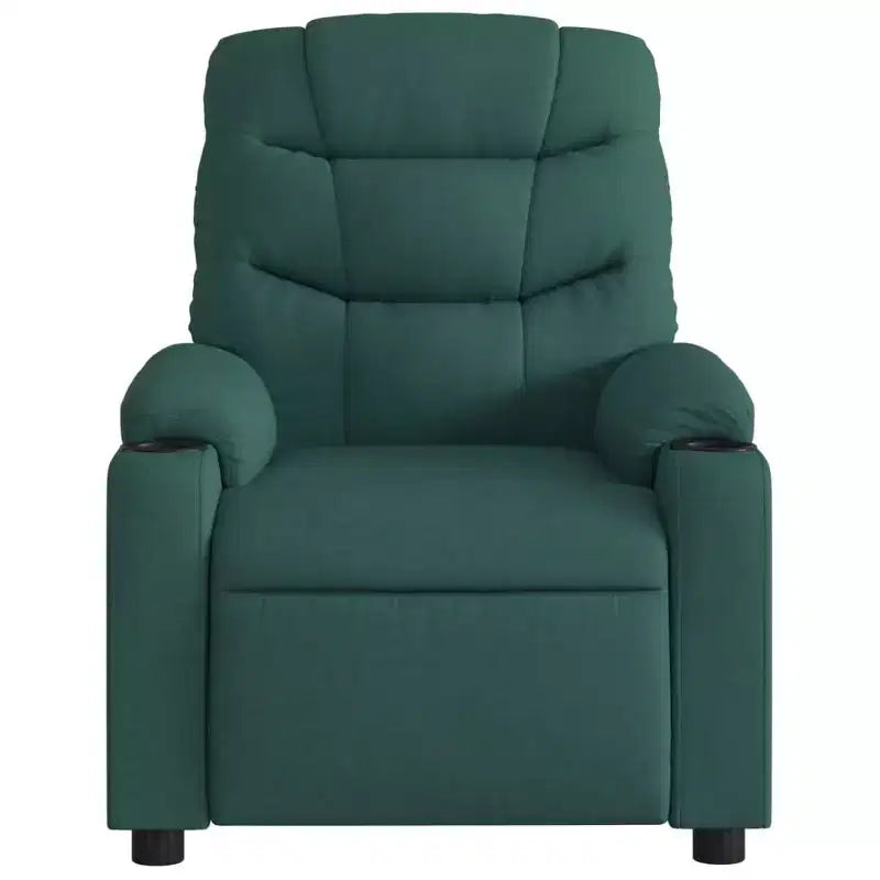 Massage Recliner Chair, Cream Fabric, 6-Point Vibration, Manual Recline, Cup Holders