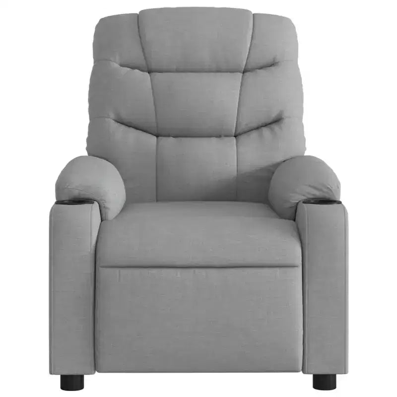 Massage Recliner Chair, Cream Fabric, 6-Point Vibration, Manual Recline, Cup Holders
