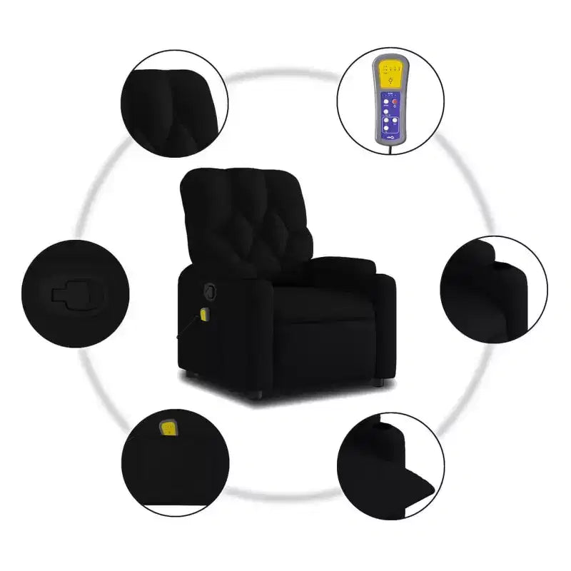 Massage Recliner Chair, Cream Fabric, 6-Point Vibration, Manual Recline, Cup Holders