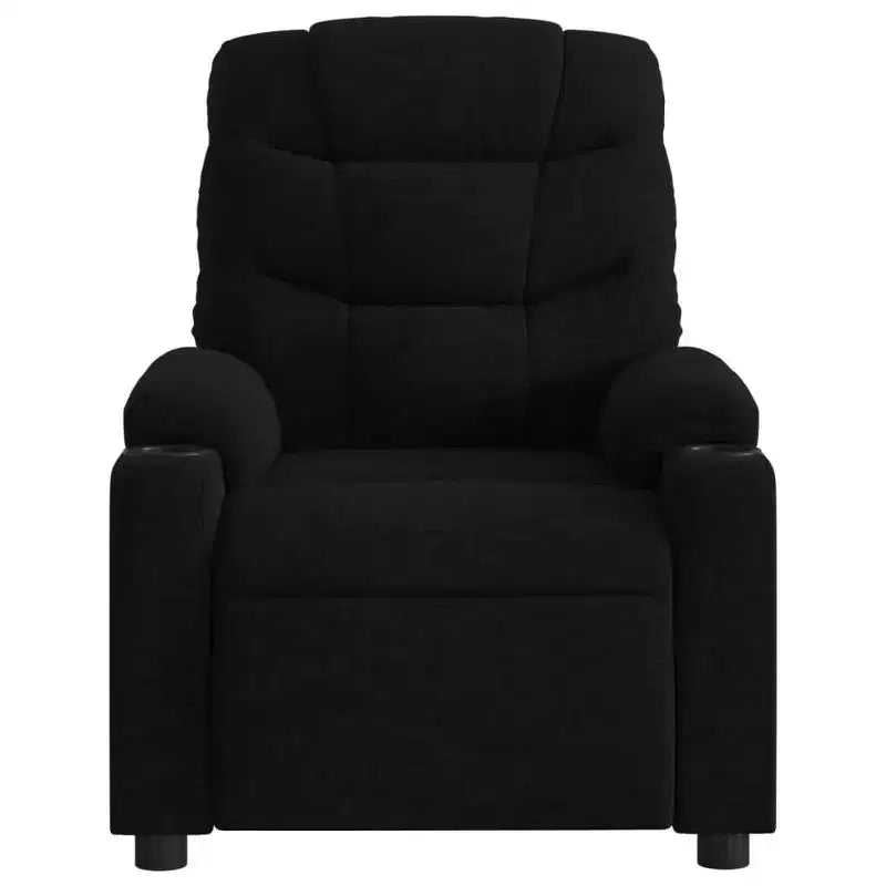 Massage Recliner Chair, Cream Fabric, 6-Point Vibration, Manual Recline, Cup Holders