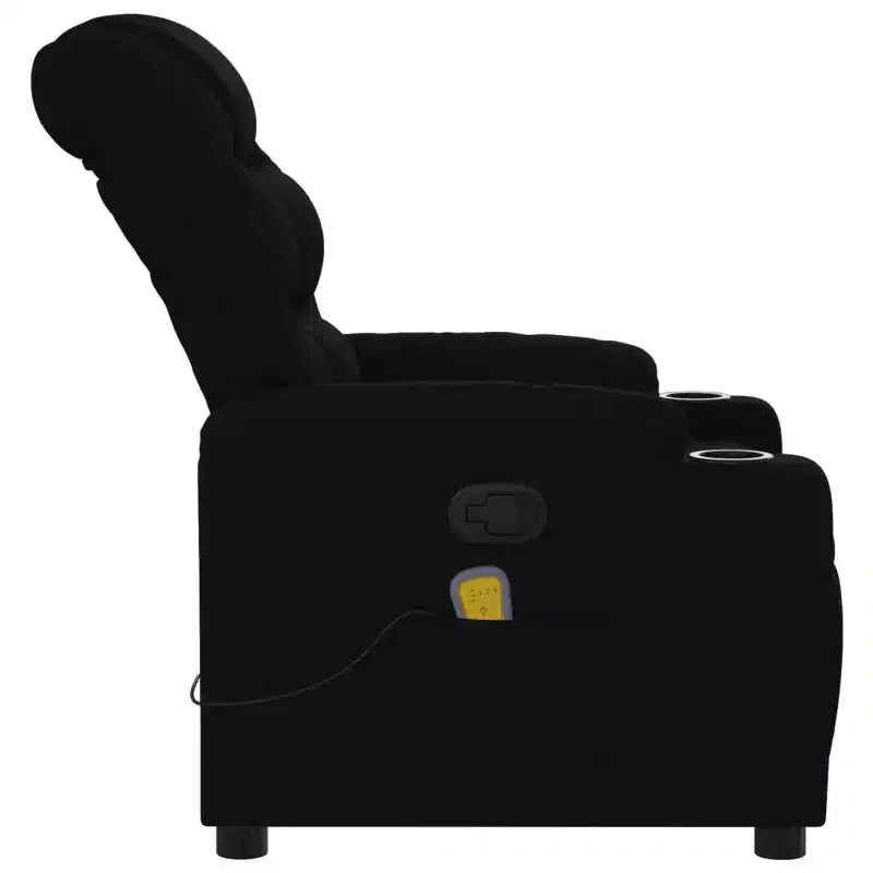 Massage Recliner Chair, Cream Fabric, 6-Point Vibration, Manual Recline, Cup Holders