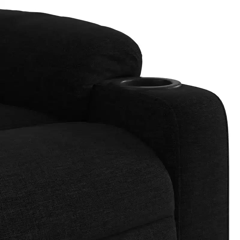 Massage Recliner Chair, Cream Fabric, 6-Point Vibration, Manual Recline, Cup Holders