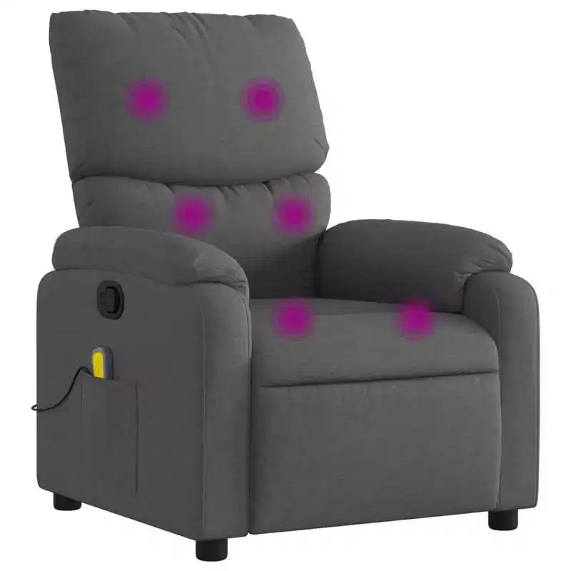 Massage Recliner Chair, Cream Fabric, 6-Point Vibration, Manual Recline, Cup Holders